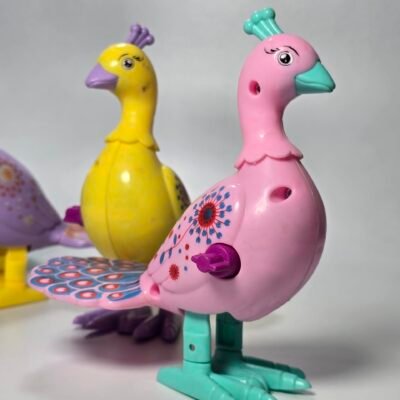 KidWiz Wind-Up Jumping Peacock Toy for Toddlers with Mechanical Clockwork Action