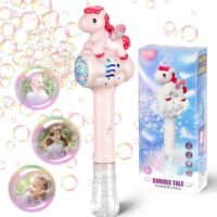 KidWiz Musical Unicorn Bubble Wand with LED Lights and Automatic Bubble Machine for Kids