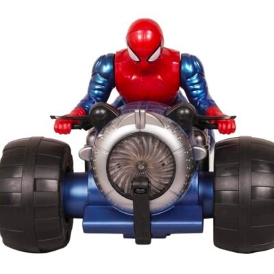 KidWiz Spider-Man Stunt Spin Motorcycle with 360 Degree Rotation and LED Lights