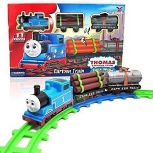 KidWiz Thomas Cartoon Train Track Set with 11 Pieces and Battery Operated Engine