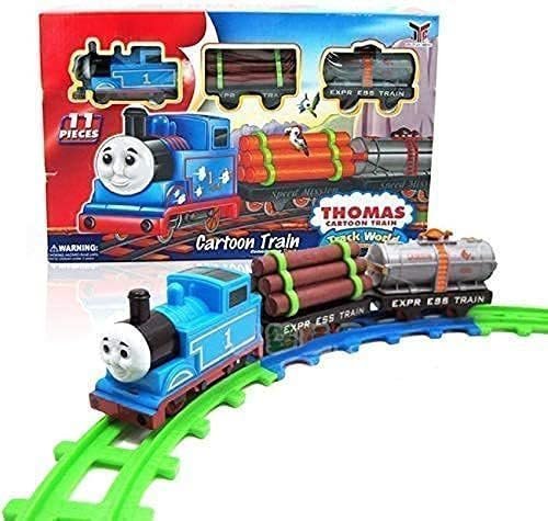 KidWiz Thomas Cartoon Train Track Set with 11 Pieces and Battery Operated Engine
